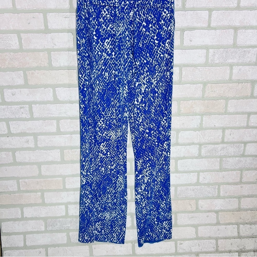 Diane Von Furstenberg Ani Blue and White Print Strapless Jumpsuit Size S - Picture 7 of 14